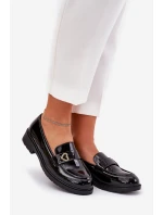 Lakierowane Mokasyny Damskie Z Serduszkiem S.Barski HY51-379 Czarne