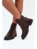 Botki Damskie Z Naturalnej Skóry Ocieplane Artiker 57C1005 Czekoladowe