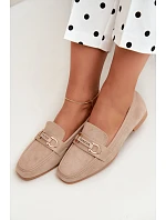Dámske mokasíny Loafers s ozdobným prvkom, béžové, Evelora Dámske mokasíny Loafers s ozdobným prvkom, béžové, Evelora
