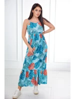 Šaty s motívom listov v mätovej farbe