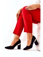 Zamszowe Czółenka Lewski 3117 Czarne