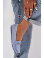 Płaskie Skórzane Mokasyny Z Ozdobą S.Barski LR51-547 Niebieskie