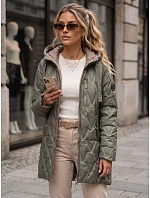 Dámska prešívaná prechodná bunda s kapucňou, zelená, FashionStreet TY5770 Dámska prešívaná prechodná bunda s kapucňou, zelená, FashionStreet TY5770