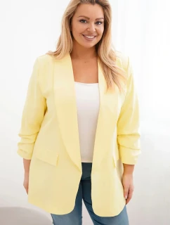 Dámska elegantná bunda nadrozmernej veľkosti žltá