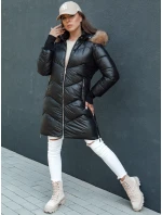 Dámska prešívaná zimná bunda z umelej kožušiny s kapucňou LAGOON black FashionStreet TY4499