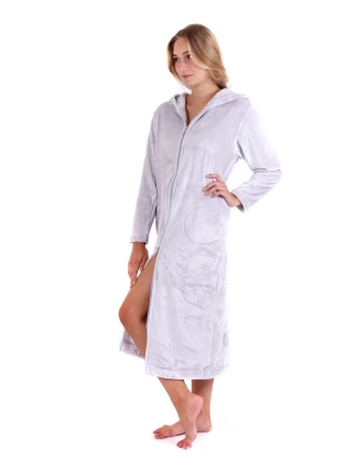 Dámsky župan Siena s kapucňou na zips 3656 Light Grey - Vestis