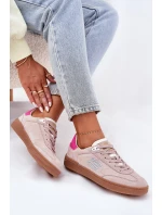 Zamszowe Buty Sportowe Sneakersy Damskie D.Franklin DFSH387005 Brudny Róż