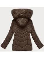 Prešívaná prechodná bunda s kožušinou na kapucni S'west cocoa (B8301-48) Prešívaná prechodná bunda s kožušinou na kapucni S'west cocoa (B8301-48)