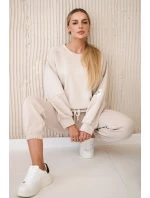 Súprava tepláky + nohavice maslová tkanina svetlo béžová