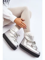 Damskie Śniegowce Z Wiązaniem Srebrne Toolsa