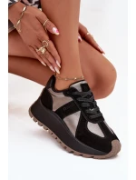 Zamszowe Sneakersy Damskie Ocieplane Na Platformie Big Star OO274A217 HI-POLY SYSTEM Czarne