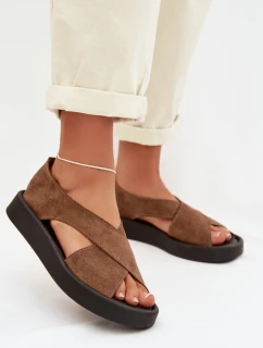 Dámské sandály Zazoo 3196 z přírodního semiše světle hnědé