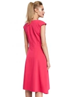 M296 Šaty s obrátenými záhybmi - ecru farba M296 Šaty s obrátenými záhybmi - ecru farba