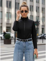 Dámska mikina na zips so stojačikom čierna FashionStreet BY1562