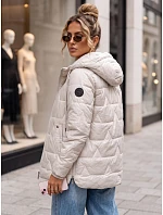 Dámska prešívaná prechodná bunda s kapucňou, sivá, FashionStreet TY5798 Dámska prešívaná prechodná bunda s kapucňou, sivá, FashionStreet TY5798