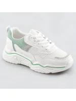 Bielo-mätové dámske sneakersy s brokátovými vsadkami (LU-2) Bielo-mätové dámske sneakersy s brokátovými vsadkami (LU-2)