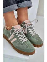 Zazoo N1068 Zamszowe Niskie Sneakersy Damskie Zielone