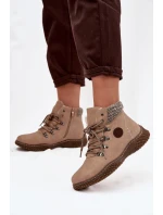 Ocieplane Botki Trapery Damskie Beżowe Zenaya