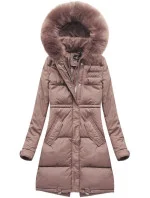 Dámska dlhá zimná bunda s kapucňou Old Pink (7752) Dámska dlhá zimná bunda s kapucňou Old Pink (7752)