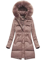 Dámska dlhá zimná bunda s kapucňou Old Pink (7752) Dámska dlhá zimná bunda s kapucňou Old Pink (7752)