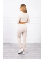 Súprava s blúzou hore pruhovaná svetlo béžová
