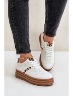 Sneakersy Damskie Na Platformie Panterka Białe Dravinnia