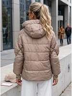 Dámska prešívaná bunda s kapucňou, béžová, FashionStreet TY5762 Dámska prešívaná bunda s kapucňou, béžová, FashionStreet TY5762