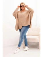 Dámske Plus veľkosť 3/4 rukáv akryl sveter Camel