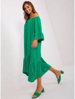 Zelené oversize midi šaty s volánom
