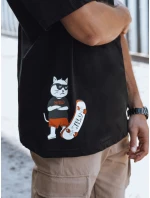 Pánske bavlnené tričko s potlačou čierne FashionStreet RX5531 Pánske bavlnené tričko s potlačou čierne FashionStreet RX5531