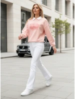 Dámska nadrozmerná mikina s potlačou HAPIRES ružová FashionStreet BY1486 Dámska nadrozmerná mikina s potlačou HAPIRES ružová FashionStreet BY1486
