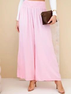 Dámske viskózové nohavice s elastickým pásom svetloružové