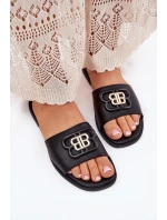 Płaskie Klapki Damskie Z Ozdobnym Detalem Czarne Nenitta