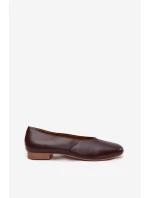 Baleriny Damskie Z Eko Skóry Na Płaskim Obcasie Brązowe Olyssia