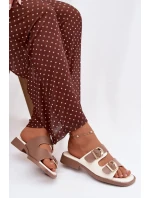 Dámské pantofle s zlatými sponami béžové Danelle