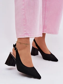 Materiálové Sandály na Podpatku Černé Elissea
