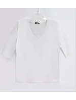 Hladká dámska blúzka s výstrihom do V Hladká dámska blúzka s výstrihom do V