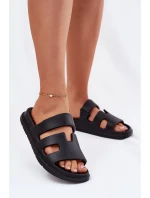 Piankowe Klapki Damskie Czarne Dimelle