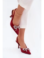 Červené Derissa dámské lodičky s mašlí a otevřeným patou