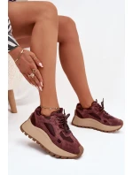 Kožené tenisky na platforme Big Star HI-POLY SYSTEM - bordová