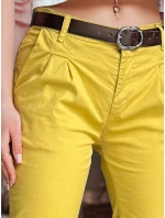 Dámske nohavice chinos s opaskom MODELA horčicová FashionStreet UY2563