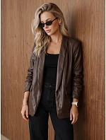 Dámska kožená bunda s naberanými rukávmi, hnedá, FashionStreet PY0165