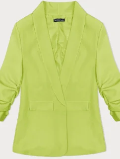 Tenká bunda limetkovej farby s nariasenými rukávmi (22-356)
