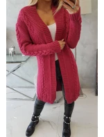 Sveter Cardigan kockovaný kockovaný fuchsiový