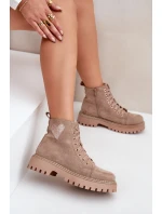 Botki Damskie Z Brokatowym Sercem Ciemnobeżowe Nariri