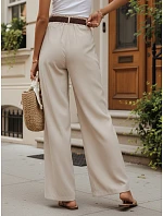 Dámske nohavice z lyocellu so širokými nohavicami, béžové, FashionStreet UY3068 Dámske nohavice z lyocellu so širokými nohavicami, béžové, FashionStreet UY3068