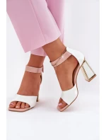 Lakierowane Sandały Damskie Na Słupku Vinceza 20266 Białe