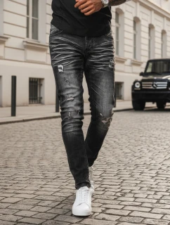 Pánske čierne džínsové nohavice FashionStreet UX3949