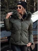 MODIVA prešívaná dámska zimná bunda s kapucňou zelená FashionStreet TY4727