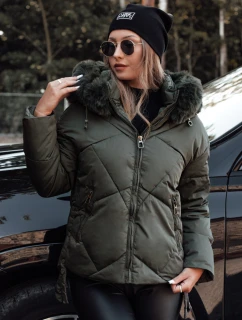 MODIVA prešívaná dámska zimná bunda s kapucňou zelená FashionStreet TY4727